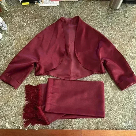 EUC Victorian Shakespeare Formal Corset Dress Floral Beaded Tulle Maxi Burgundy - Picture 9 of 13